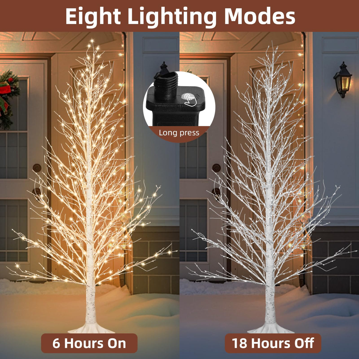 6FT LED Lighted Birch Tree with Timer IP44 Waterproof L212892