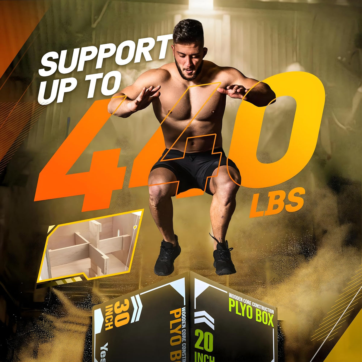 3-in-1 Soft-Padded Plyo Box with Wooden Core Y70092