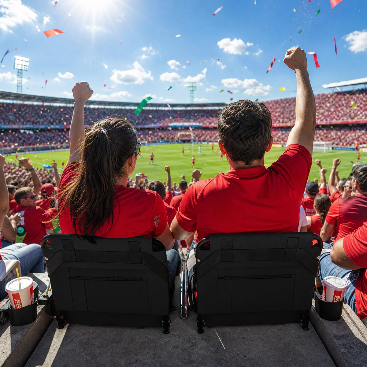 2pcs Stadium Seat for Bleachers with Back Support and Cushion V50054