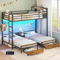 Black Twin Over Twin Triple Bunk Bed with Storage Drawers K1584
