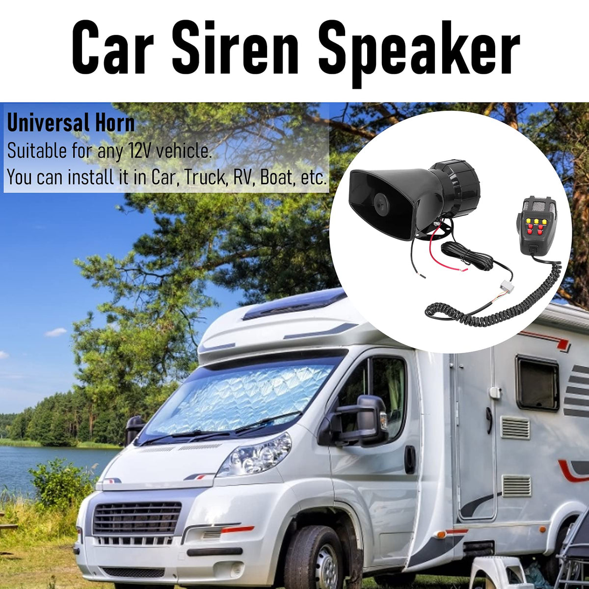 Car Siren Speaker Alarm Horn 7 Tone E289391