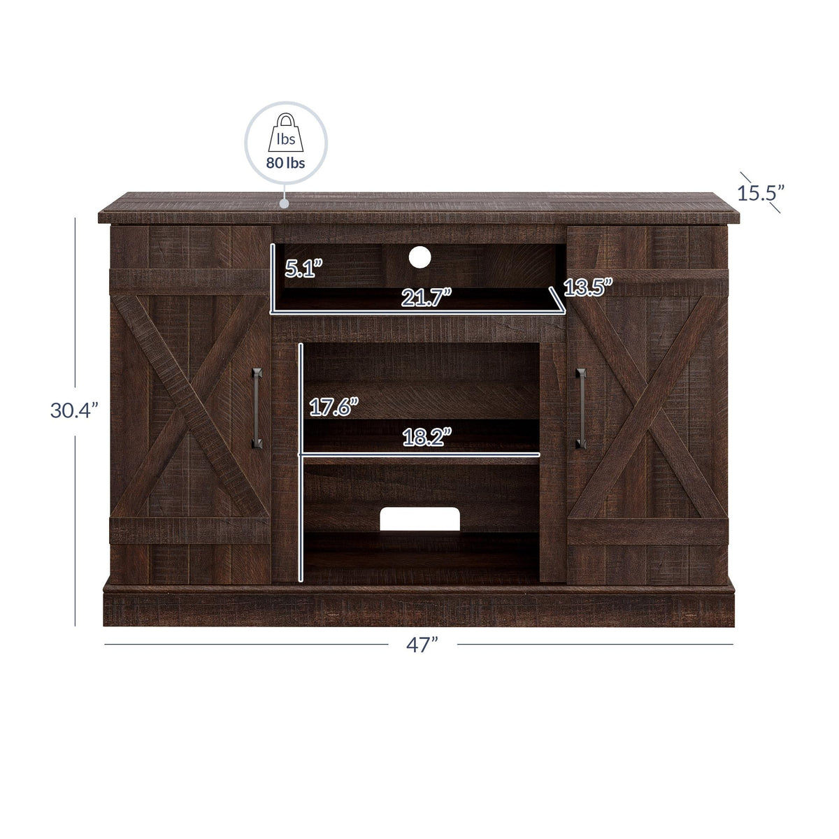 47" Espresso TV Stand & Media Entertainment Center A58613