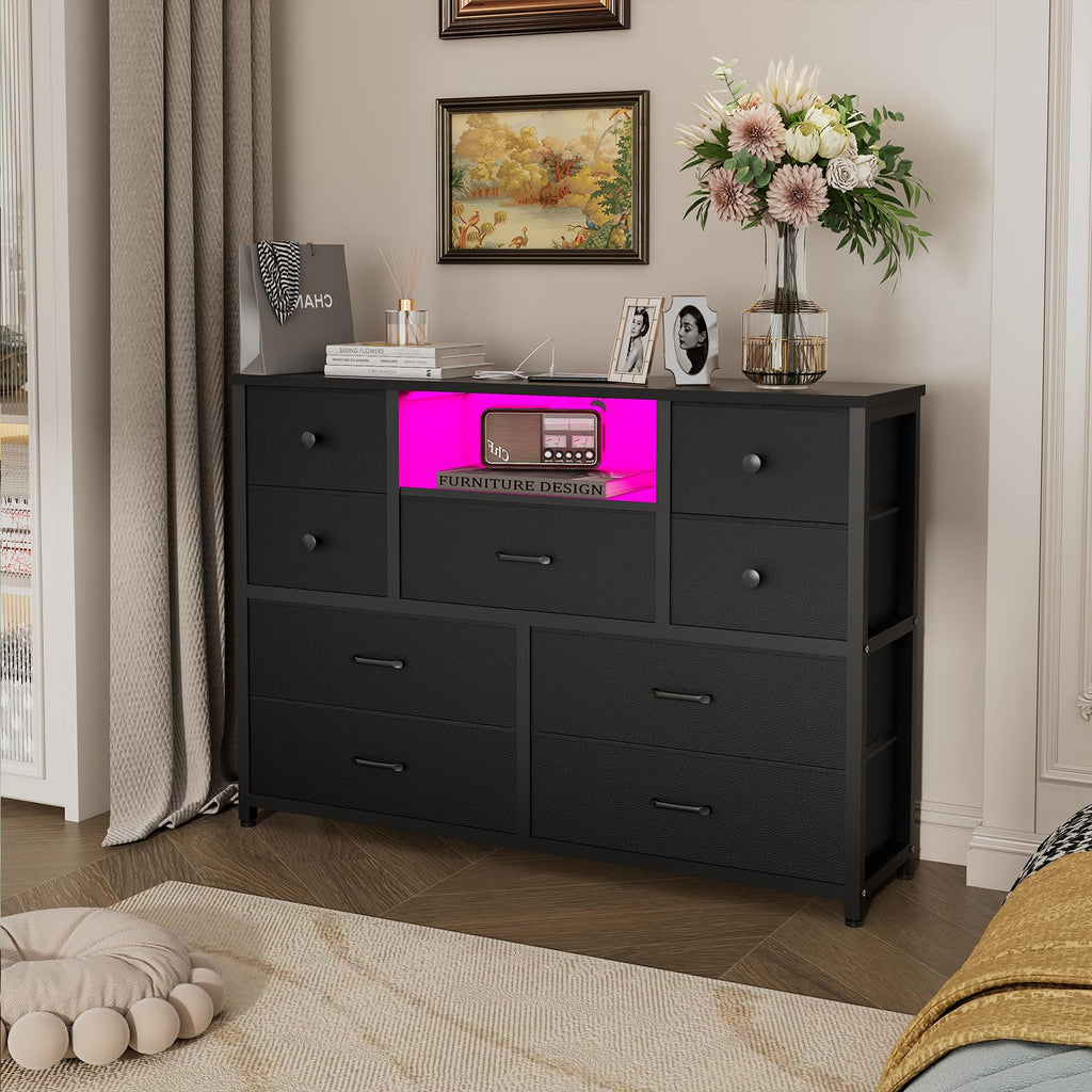 Black 9 Drawer Dresser W11265