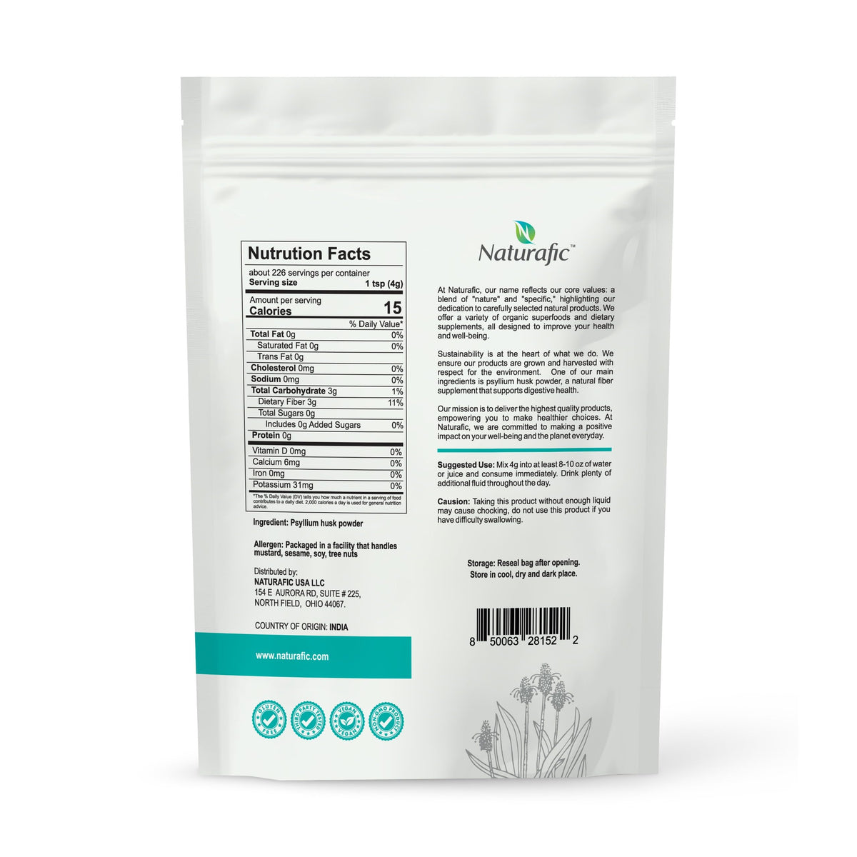 Unflavored Psyllium Husk Powder 32oz C324