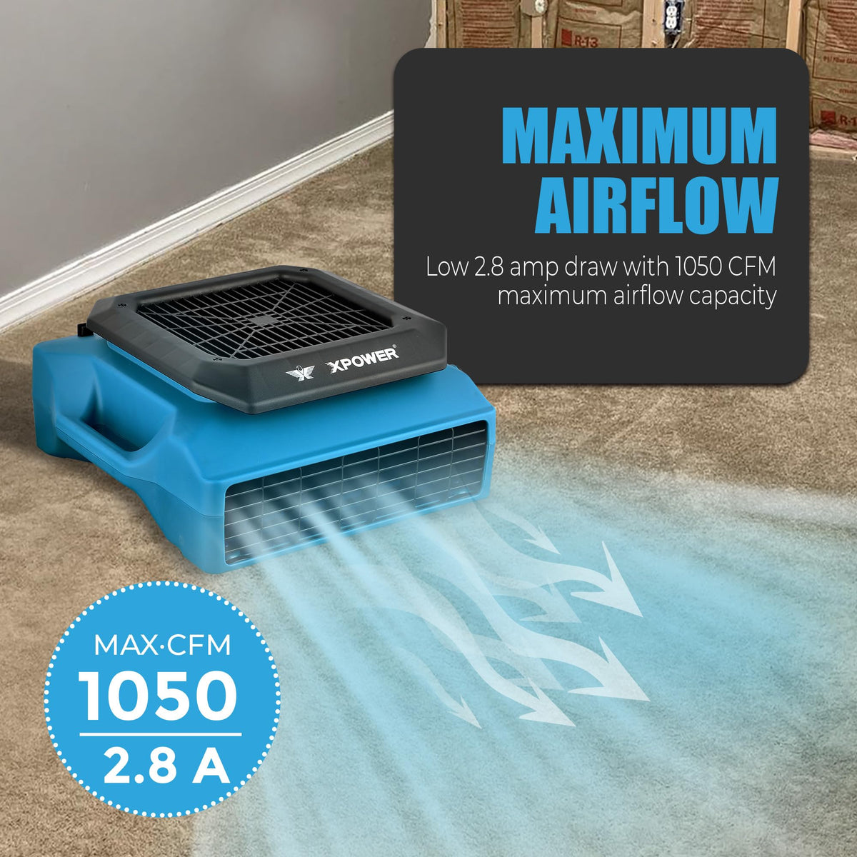 1/3HP 1050 CFM Air Mover Carpet Dryer Floor Fan R973077
