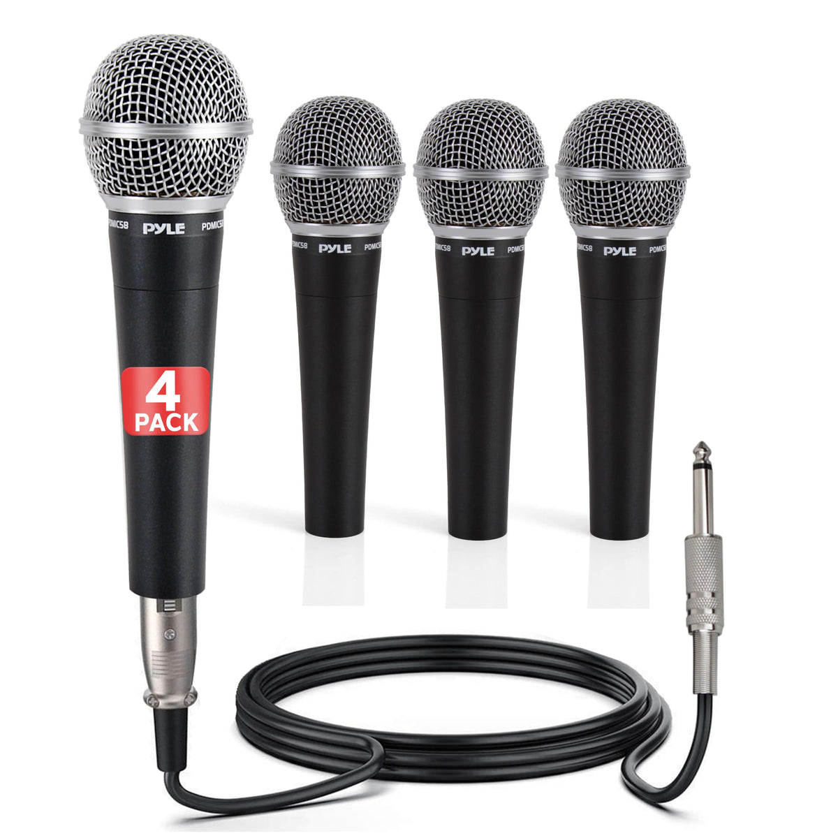 4-Pack Unidirectional Handheld Dynamic Microphone with XLR Cable B5370