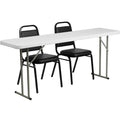 6-Foot Granite White Plastic Folding Training Table Set W5322