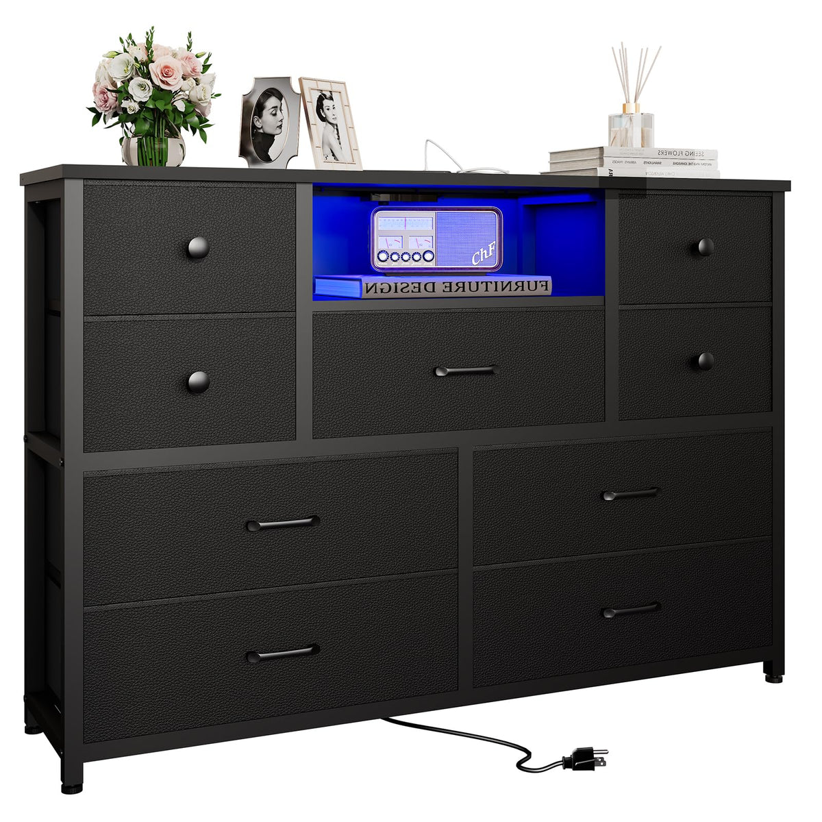 Black 9 Drawer Dresser W11265