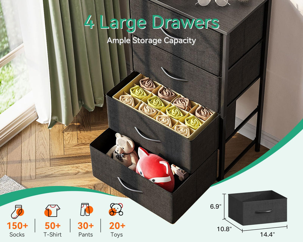 Black 4 Drawer Small Dresser J22959