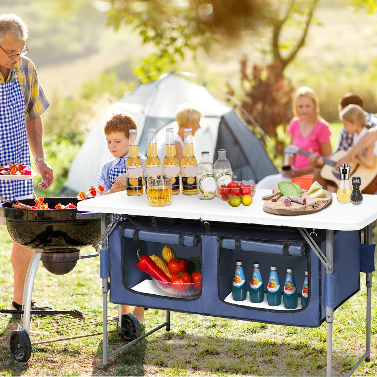 Foldable Camping Table with Storage X729