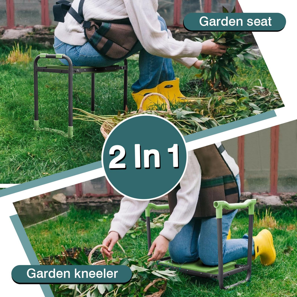 Foldable Garden Kneeler and Seat with Tool Storage Pouch S70644
