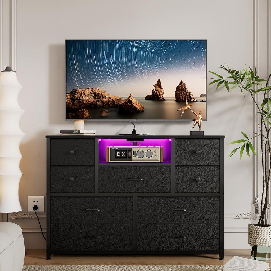 Black 9 Drawer Dresser W11265