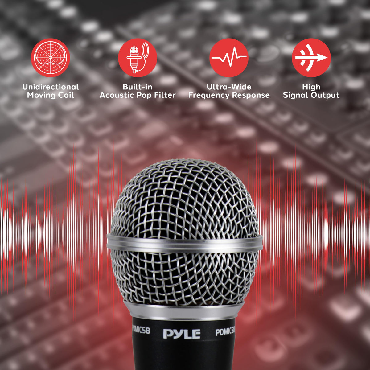 4-Pack Unidirectional Handheld Dynamic Microphone with XLR Cable B5370