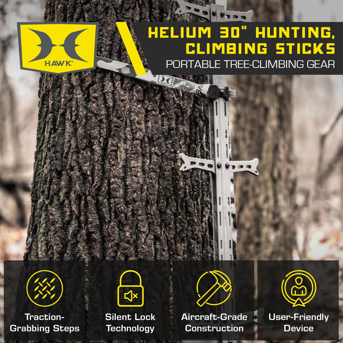 1-Person Tree Stand Platform & Set of 3 Climbing Sticks with Fold-Up Steps M304369