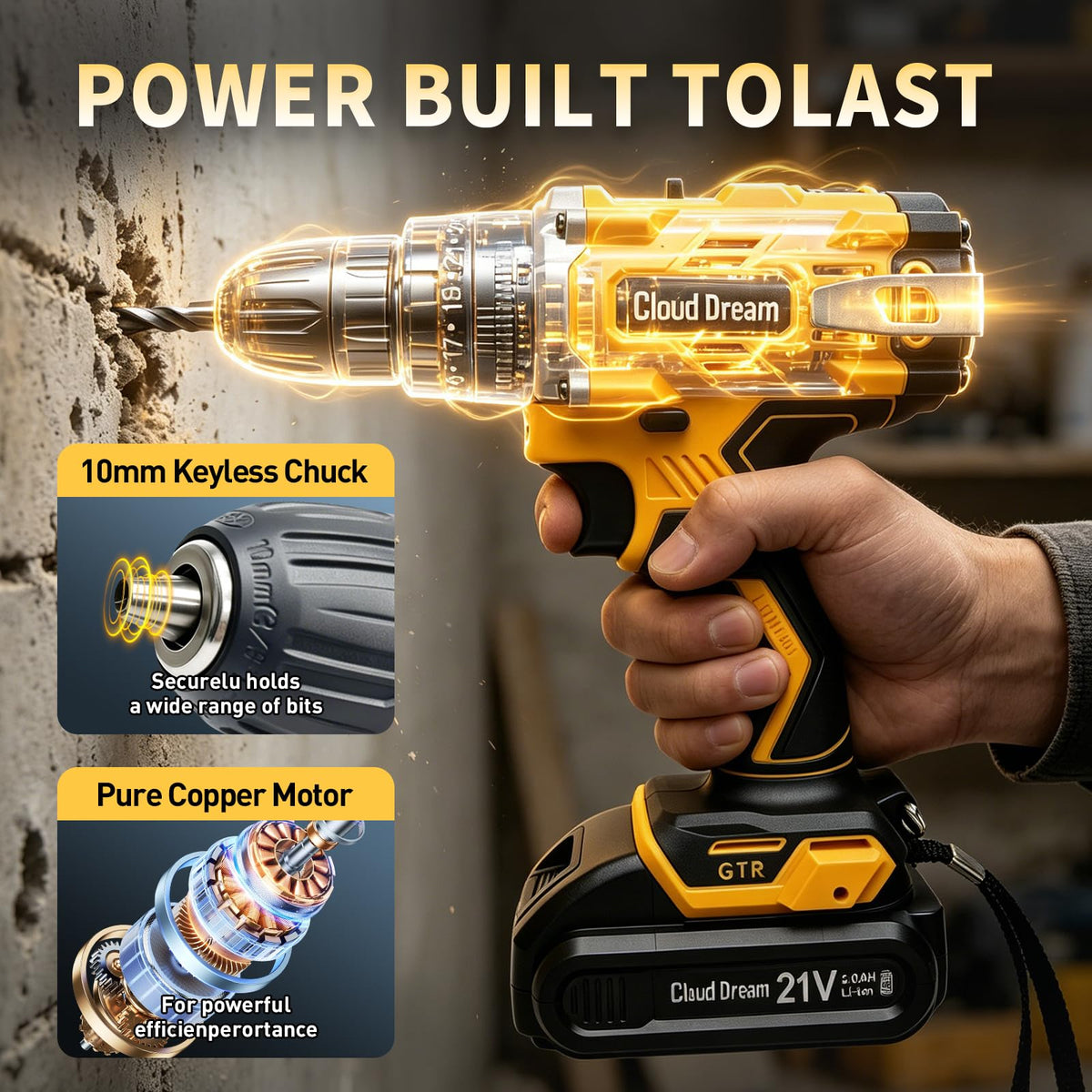 21V Cordless Drill Set with 2 Batteries and Charger Q96790