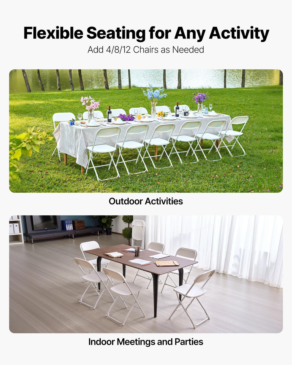4 Pack Folding Plastic Chairs with Metal Frame N95286