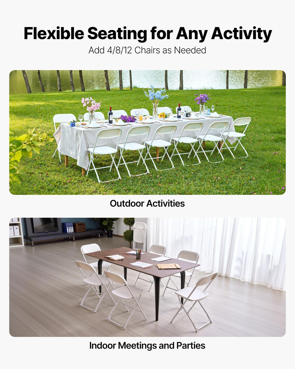 4 Pack Folding Plastic Chairs with Metal Frame N95286