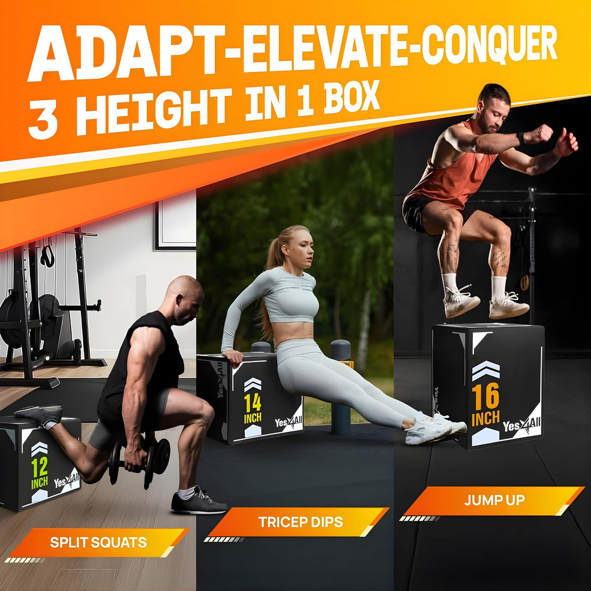 3-in-1 Soft-Padded Plyo Box with Wooden Core Y70092