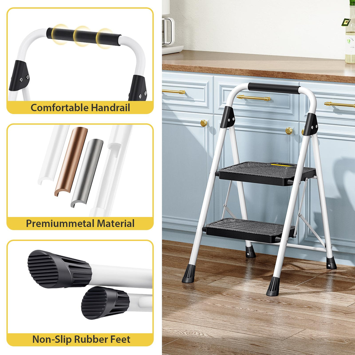 2 Step Folding Step Stool White F508