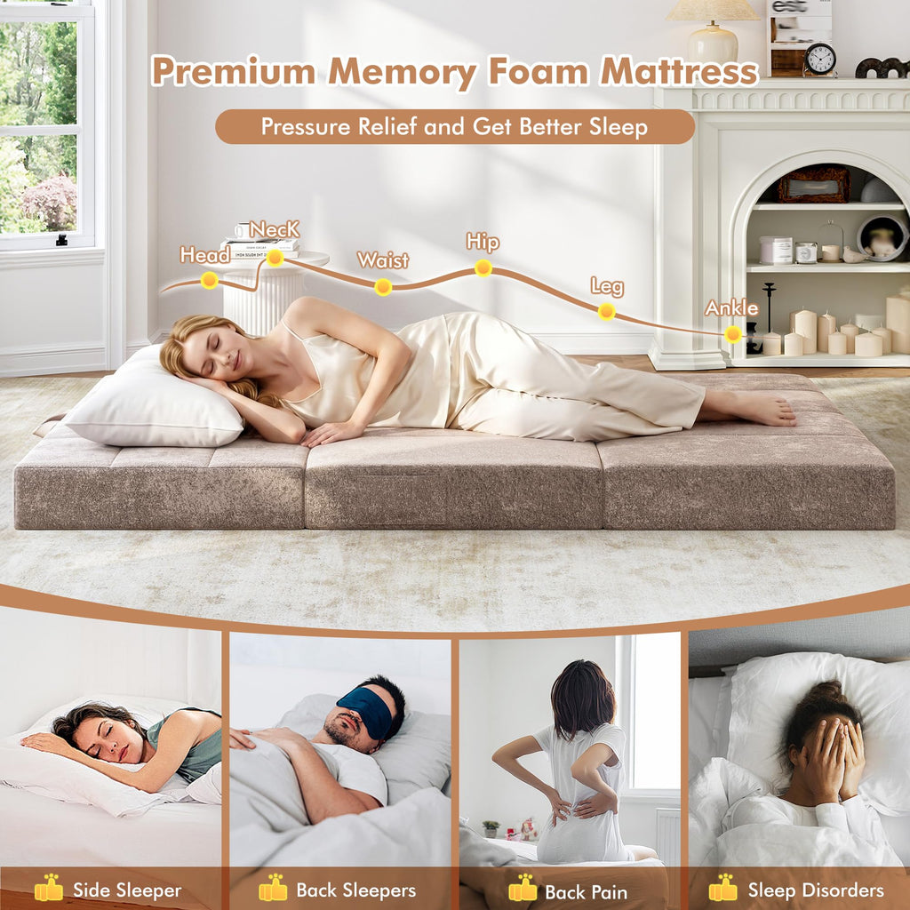 Foldable Twin 4 Inch Memory Foam Mattress G376527