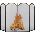 Large Gold 4 Panel Wrought Iron Fireplace Screen W538