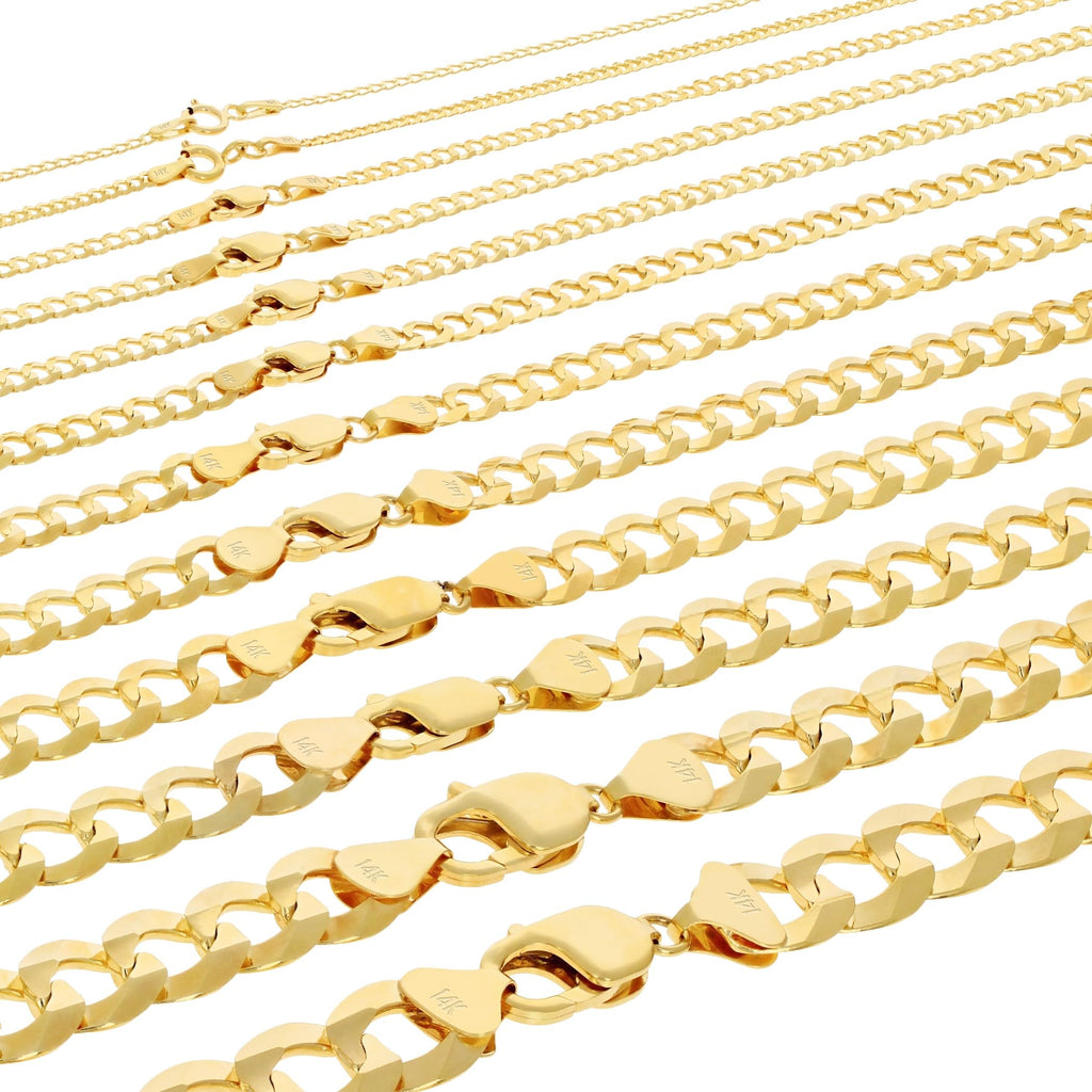 14K Yellow Gold Cuban Curb Link Chain Necklace G377