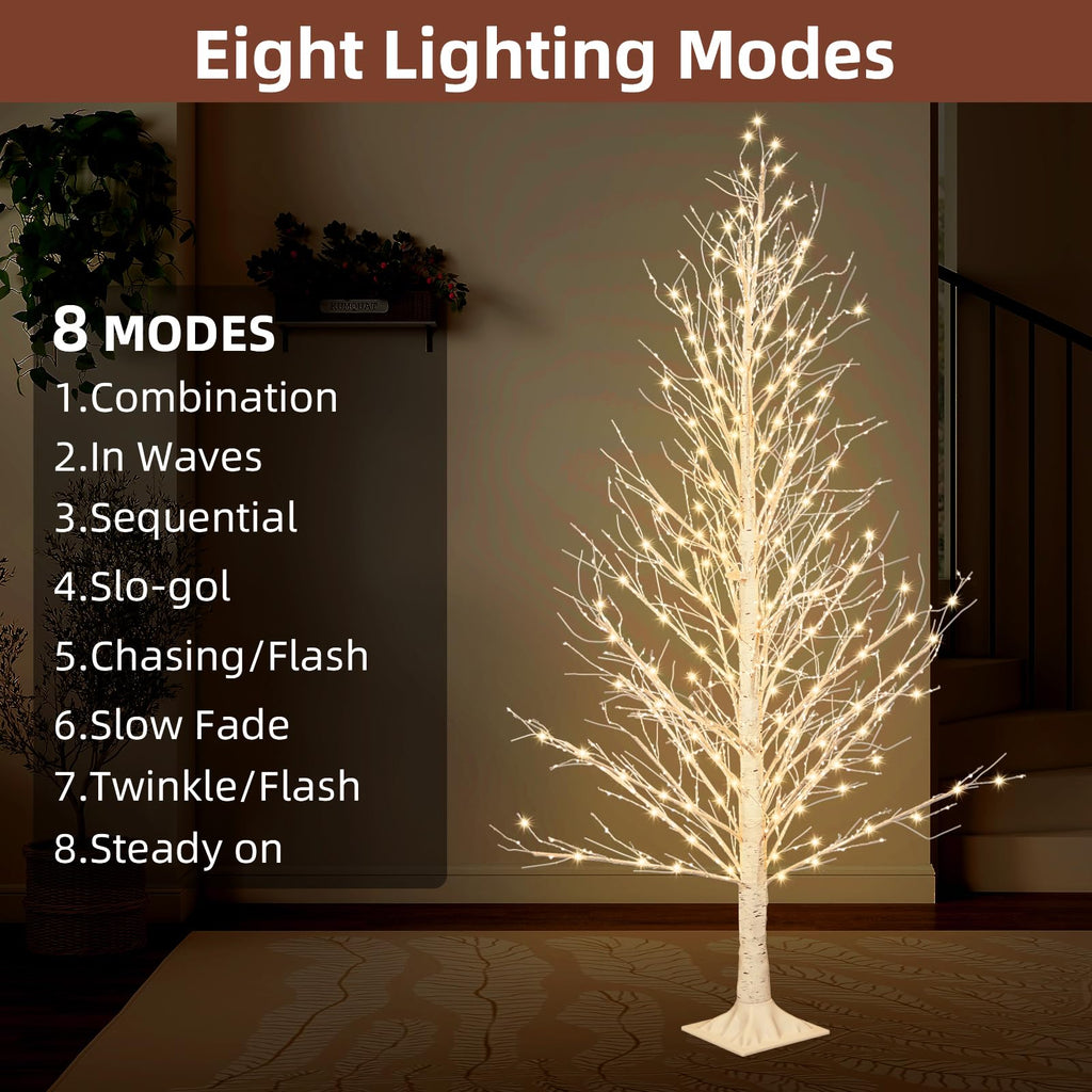 6FT LED Lighted Birch Tree with Timer IP44 Waterproof L212892