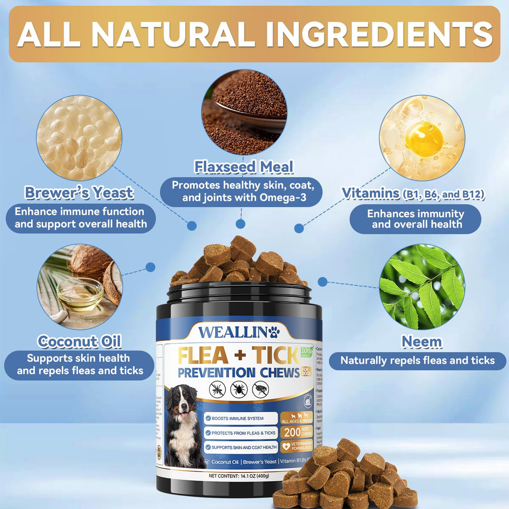 Flea and Tick Prevention for Dogs, 200 Chews I2613