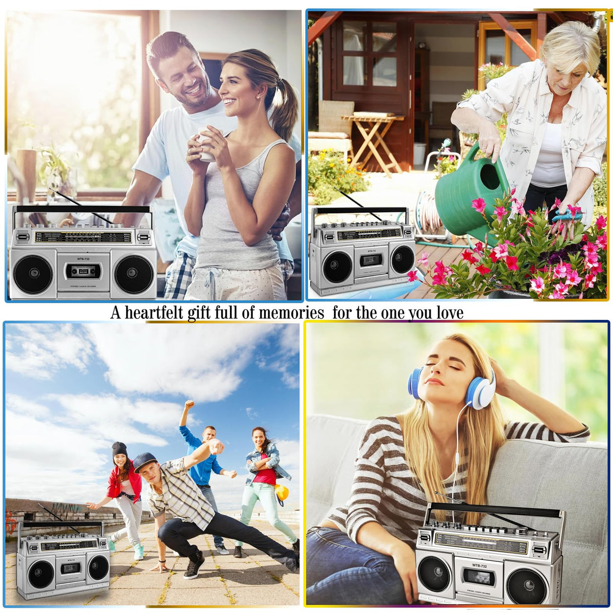 Portable Boombox with Cassette Player Recorder V532871