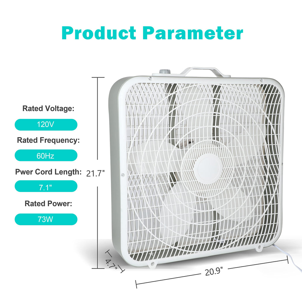 20'' 3-Speed Box Fan with Carry Handle V8235