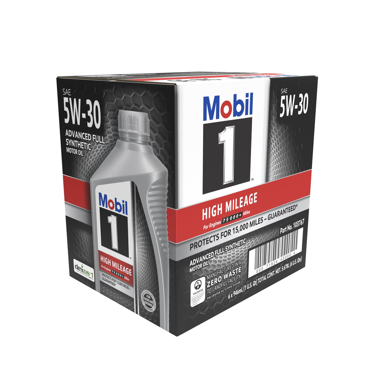 High Mileage Full Synthetic 5W-30 Motor Oil 6-pack of 1 quarts H193607