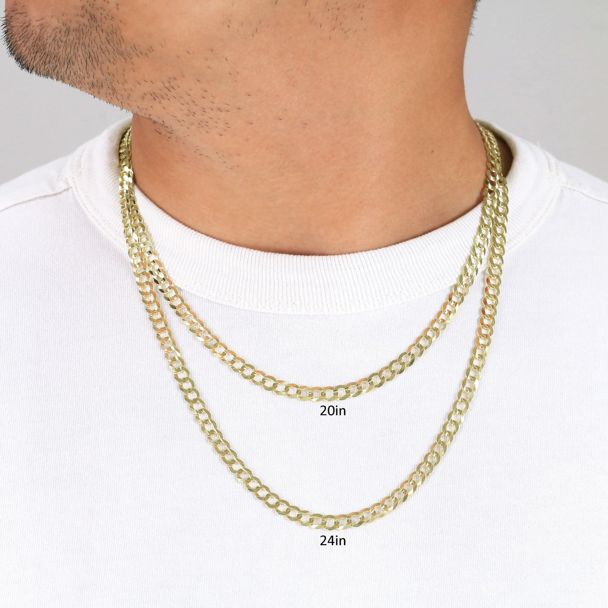 14K Yellow Gold Cuban Curb Link Chain Necklace G377