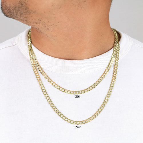 14K Yellow Gold Cuban Curb Link Chain Necklace G377