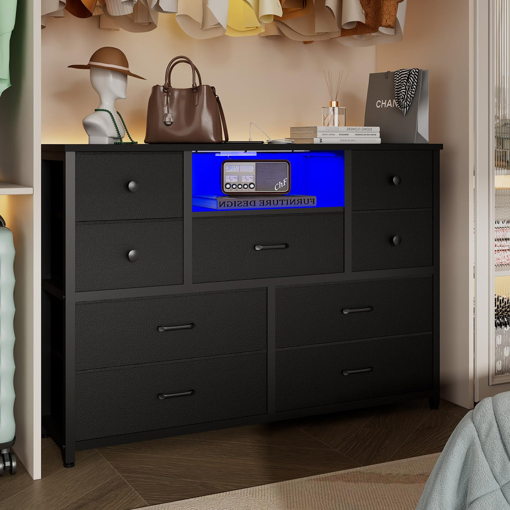 Black 9 Drawer Dresser W11265