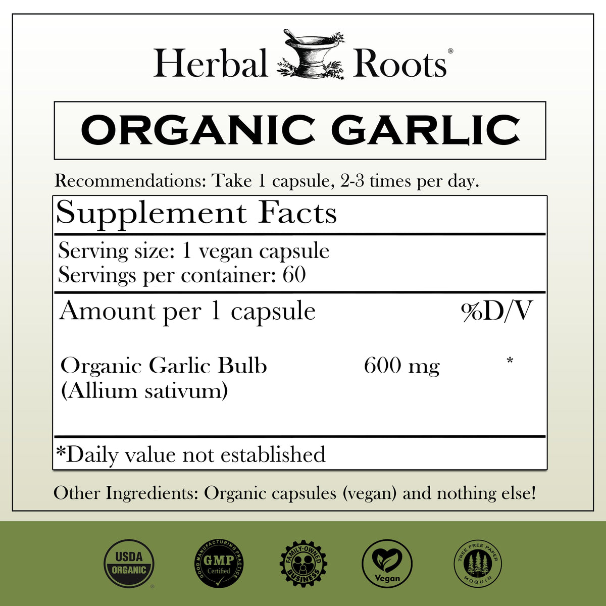 Organic Whole Bulb Garlic 60 Vegan Capsules S205
