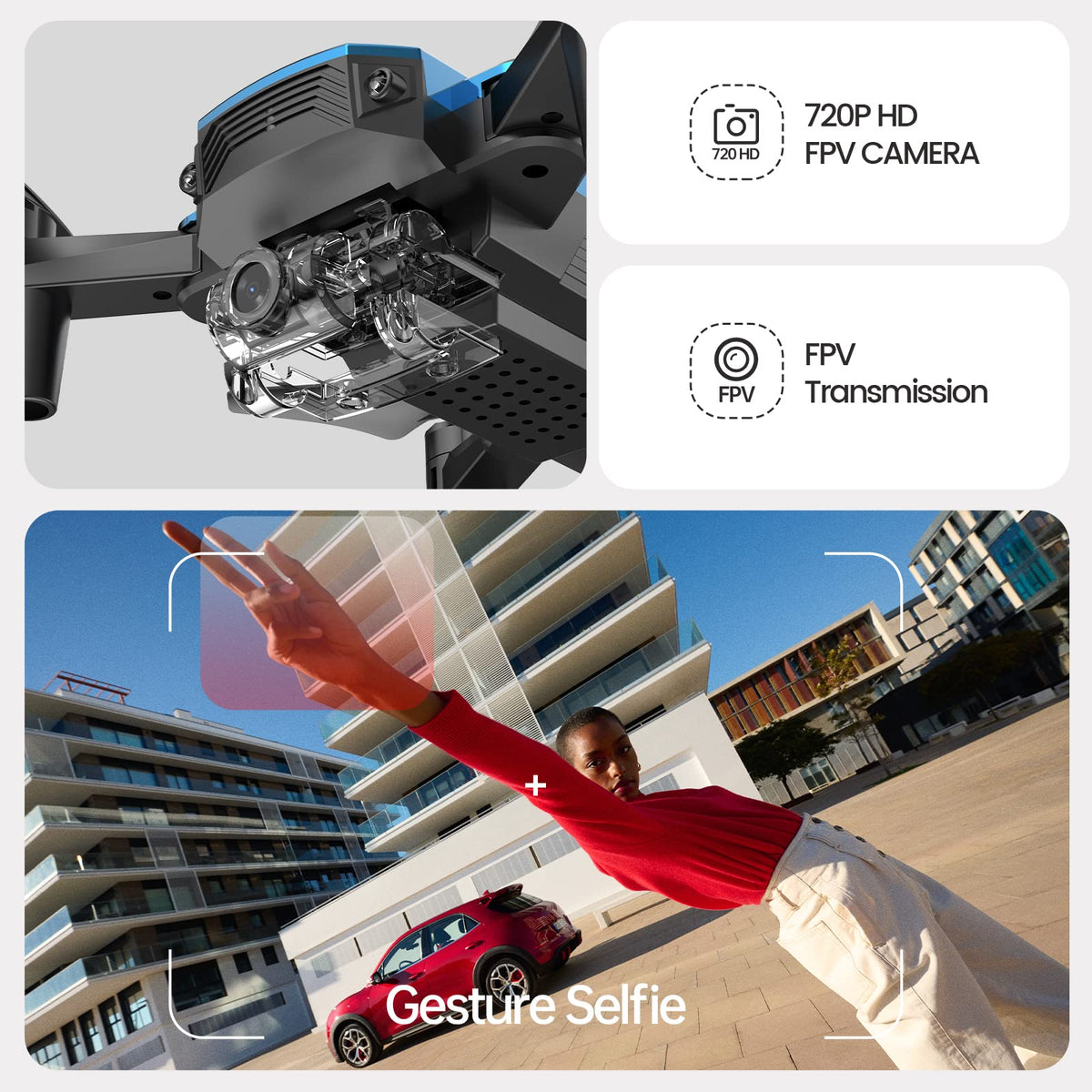Mini Drone with 720P HD Camera Blue X5099