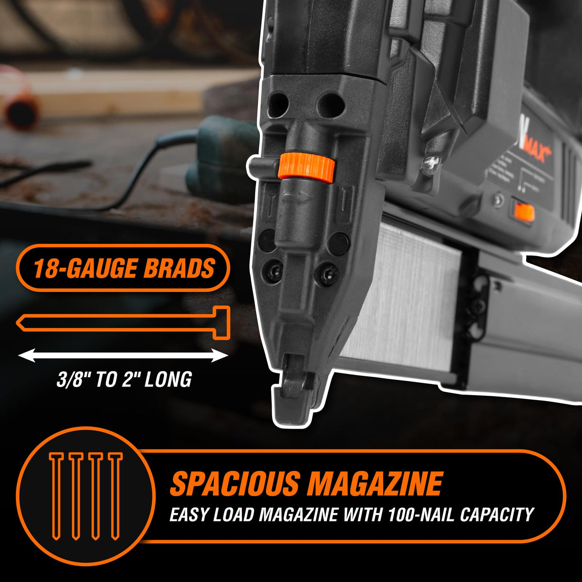 20V Max Cordless 18-Gauge Brad Nailer with Battery and Charger N7923