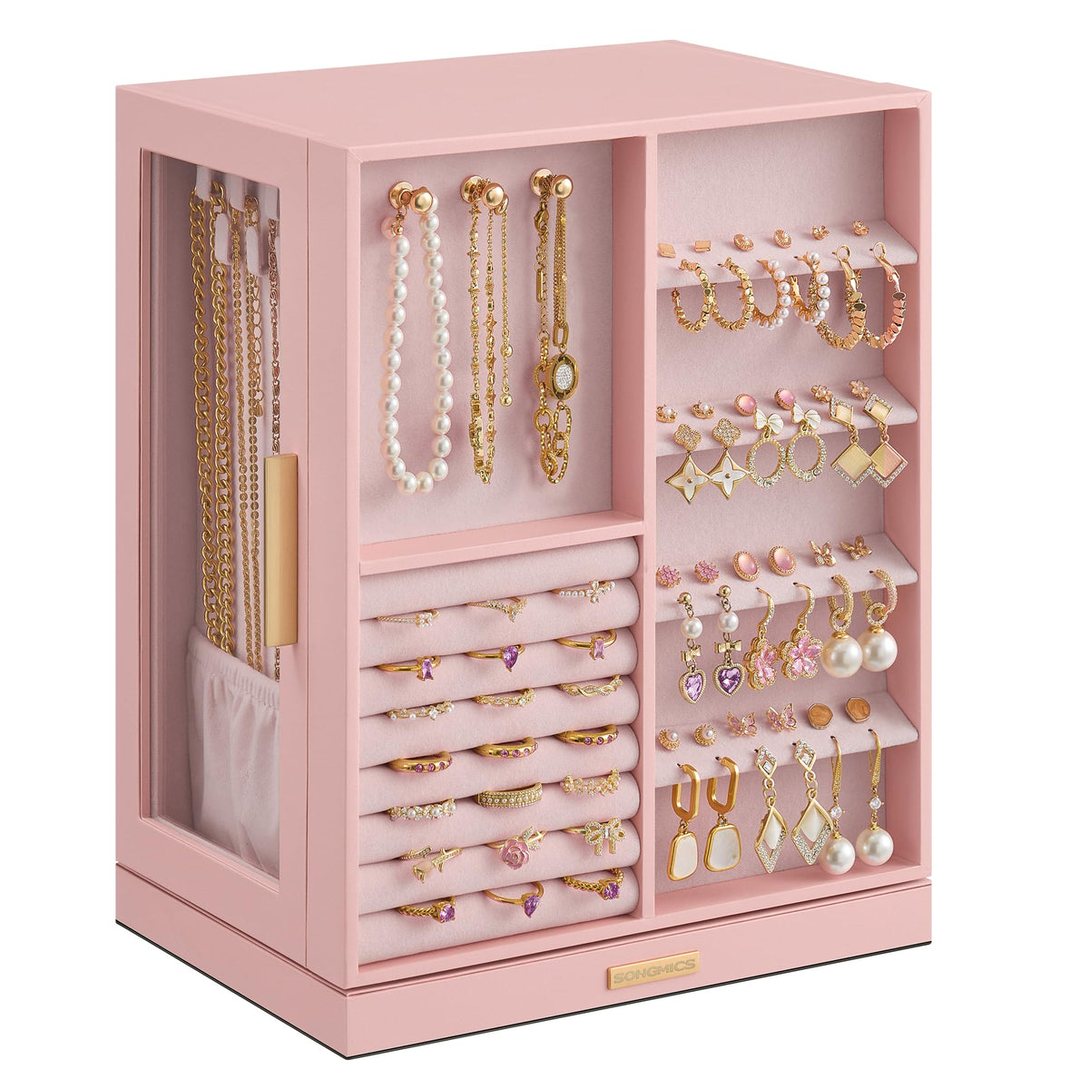 Jelly Pink 5 Drawers Rotating Jewelry Box Organizer Z8793