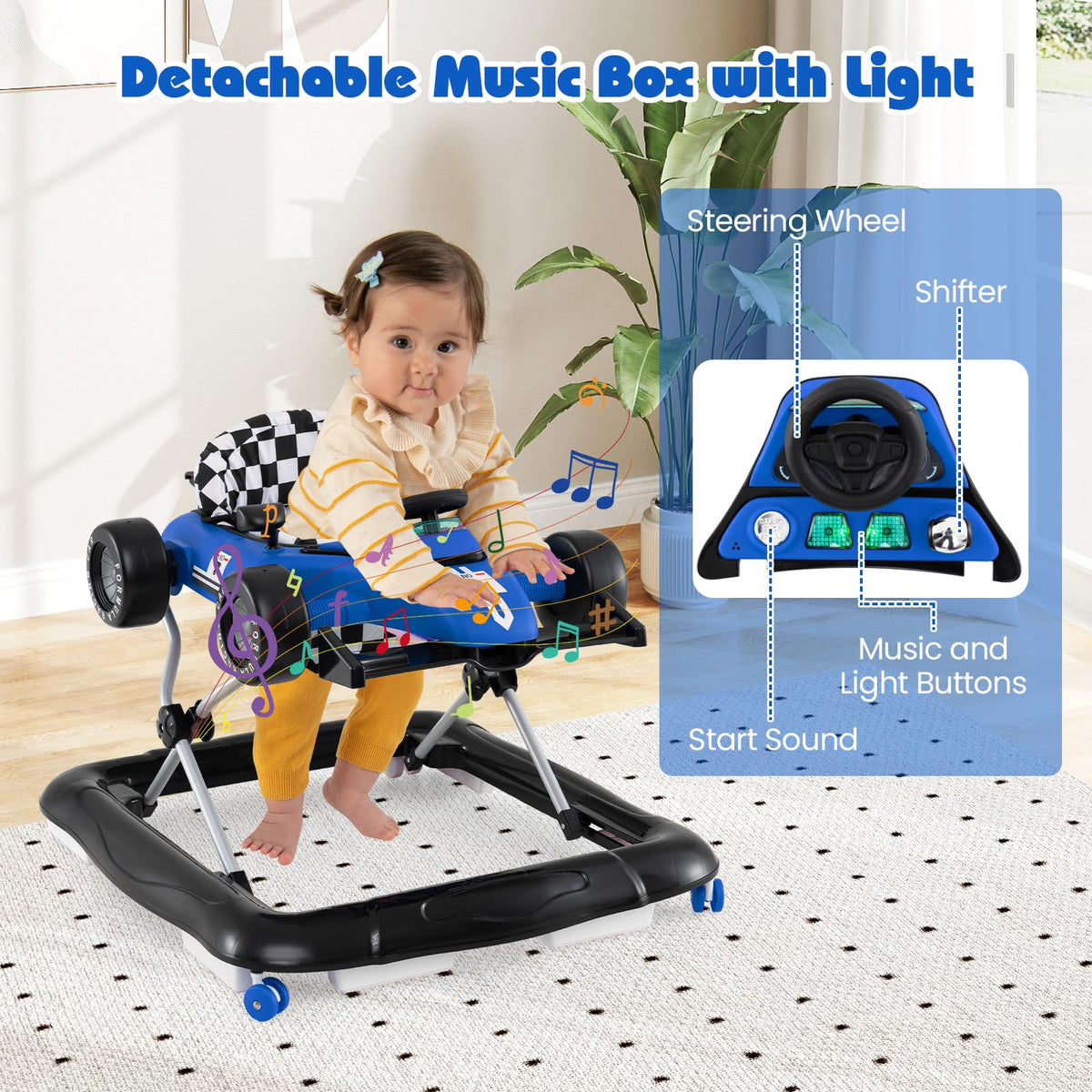 Foldable Baby Walker with Adjustable Heights and Wheels F471478