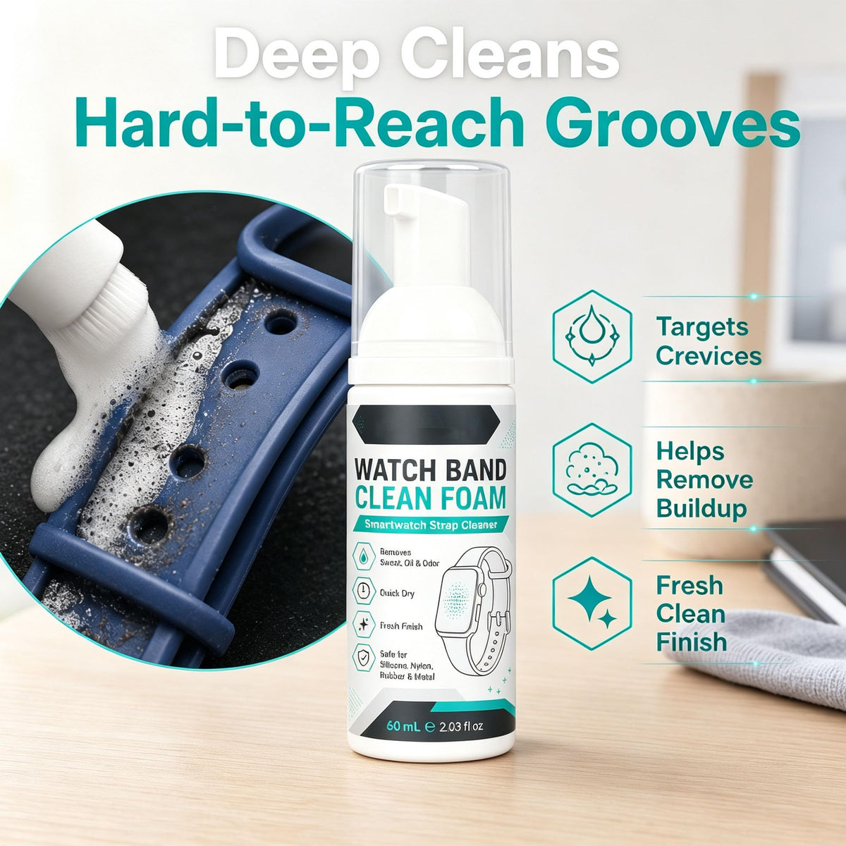 Foam Cleaner Spray for Watch Strap 60ml with Towel A625