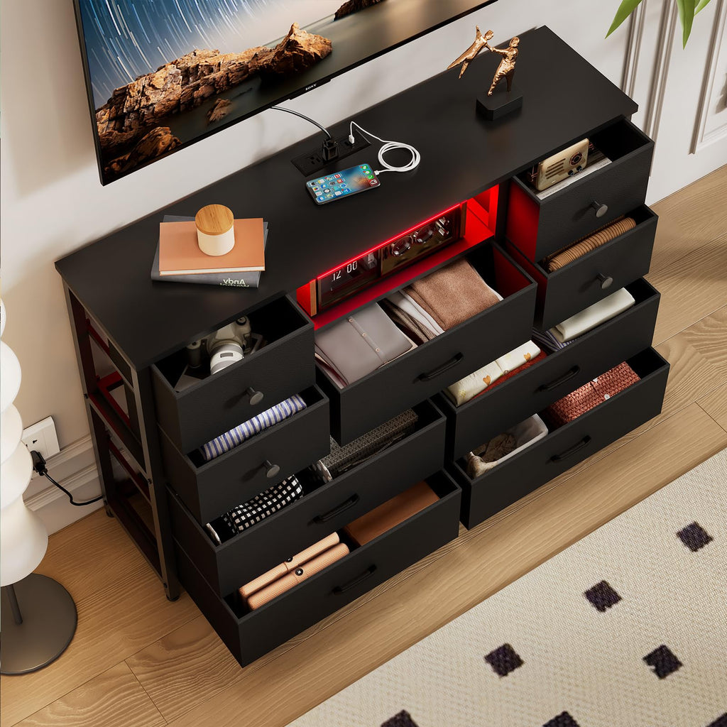 Black 9 Drawer Dresser W11265