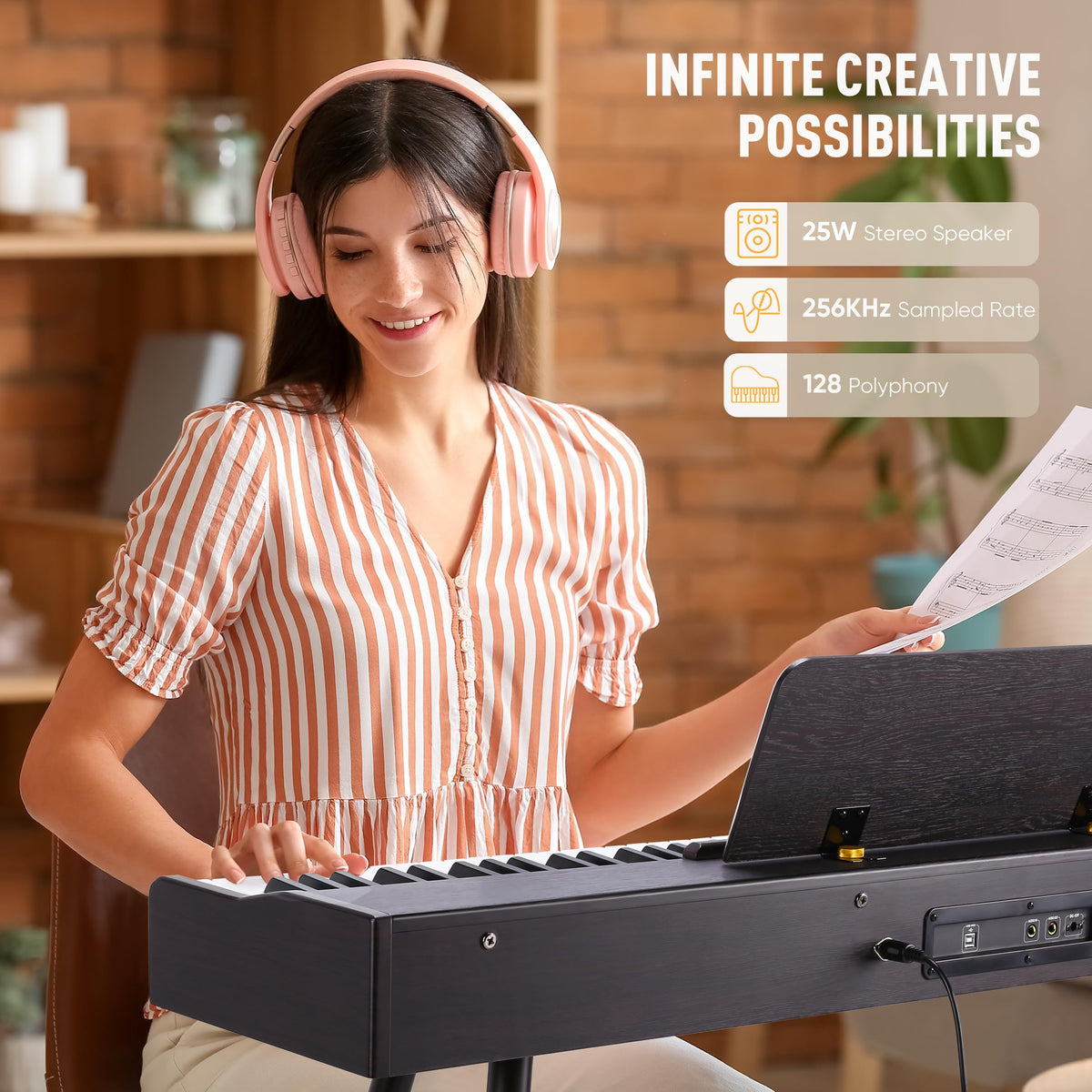 88 Key Weighted Hammer Action Digital Piano with 3-Pedal R9349