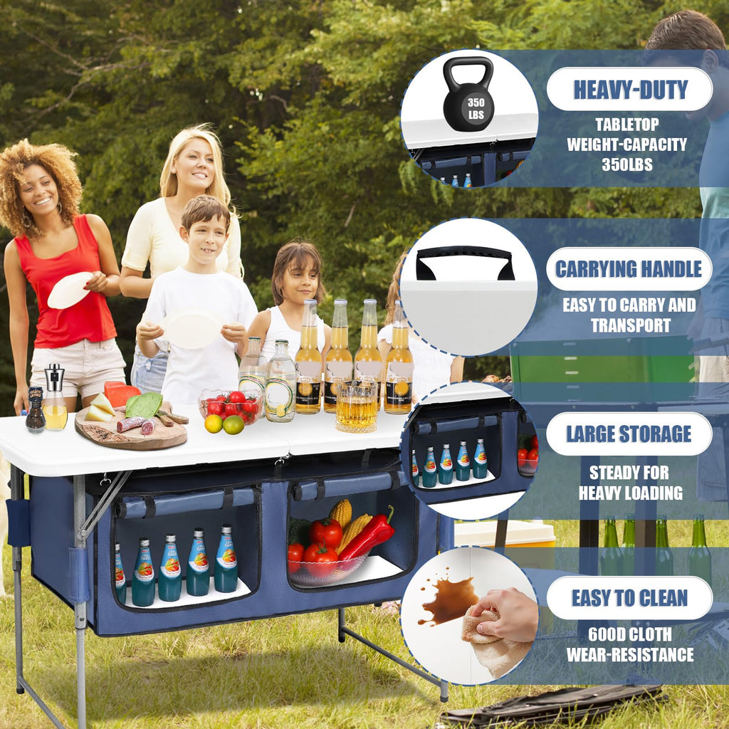 Foldable Camping Table with Storage X729
