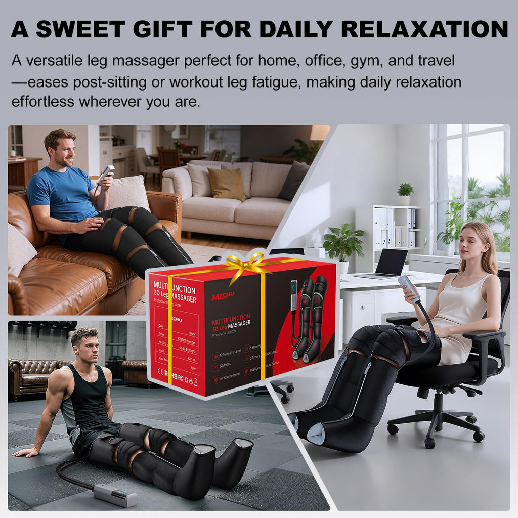 Black Leg Compression Massager with Heated Knee X88088