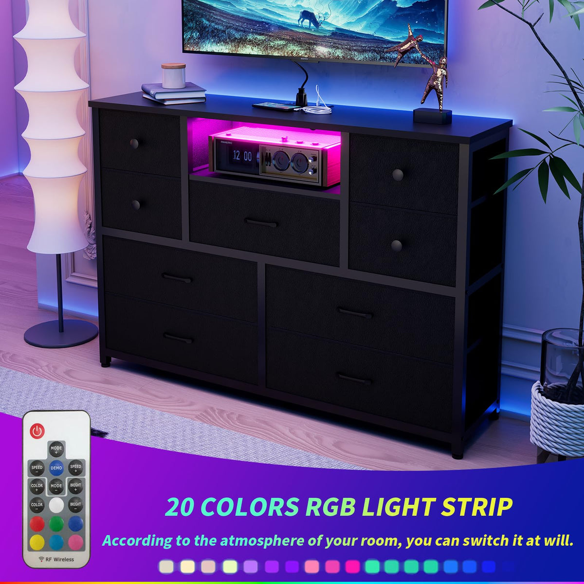 Black 9 Drawer Dresser W11265