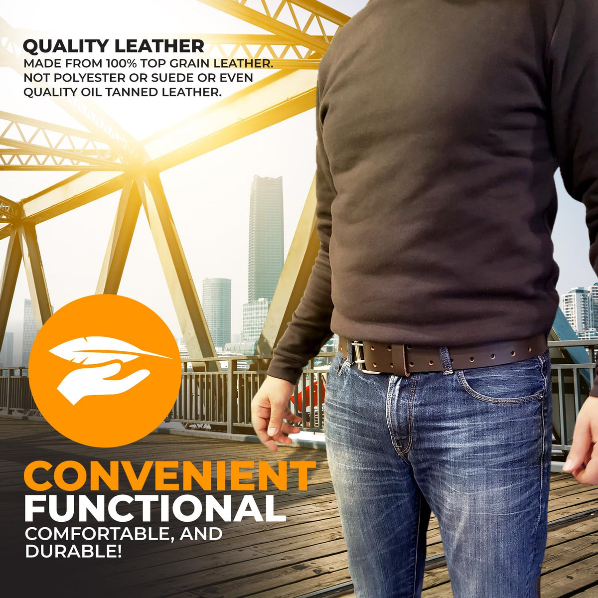 2" Heavy Duty Genuine Top-Grain Leather Tool Belt H65950