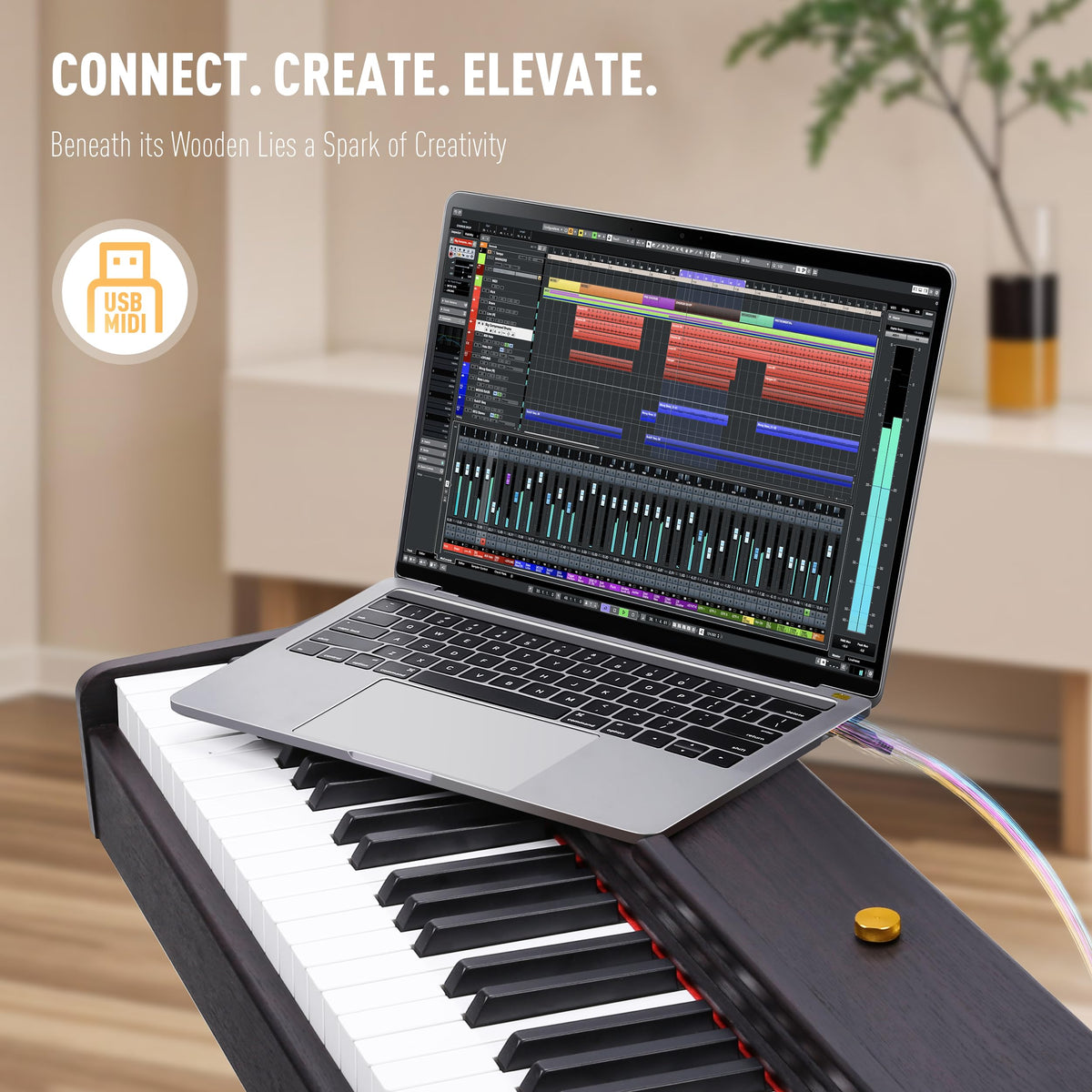 88 Key Weighted Hammer Action Digital Piano with 3-Pedal R9349