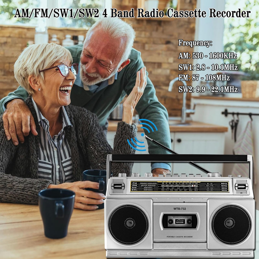 Portable Boombox with Cassette Player Recorder V532871
