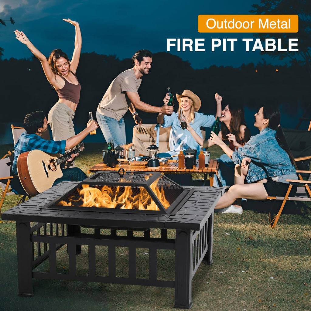 Square Metal Fire Pit Table 32in V2995
