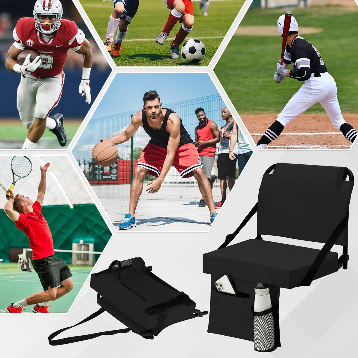 2pcs Stadium Seat for Bleachers with Back Support and Cushion V50054
